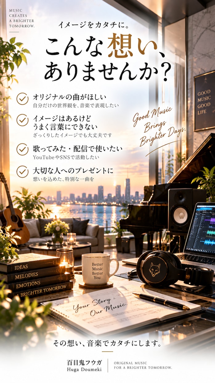 あなただけのオリジナル曲作りますます YouTube・配信・SNS向け対応 イメージ3
