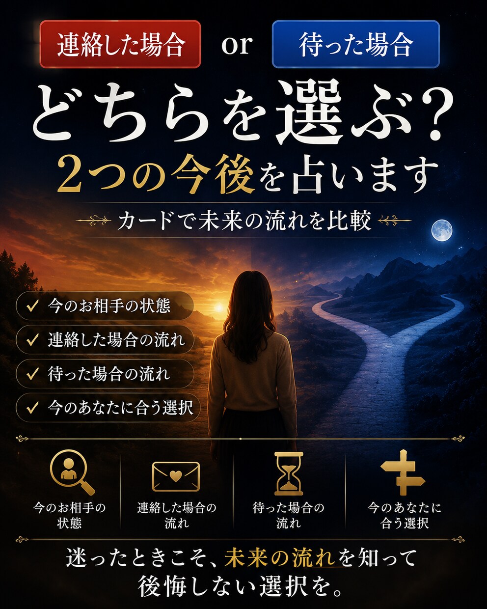 連絡する？待つ？2つの今後を占います 連絡した場合・待った場合の未来を比較します イメージ2