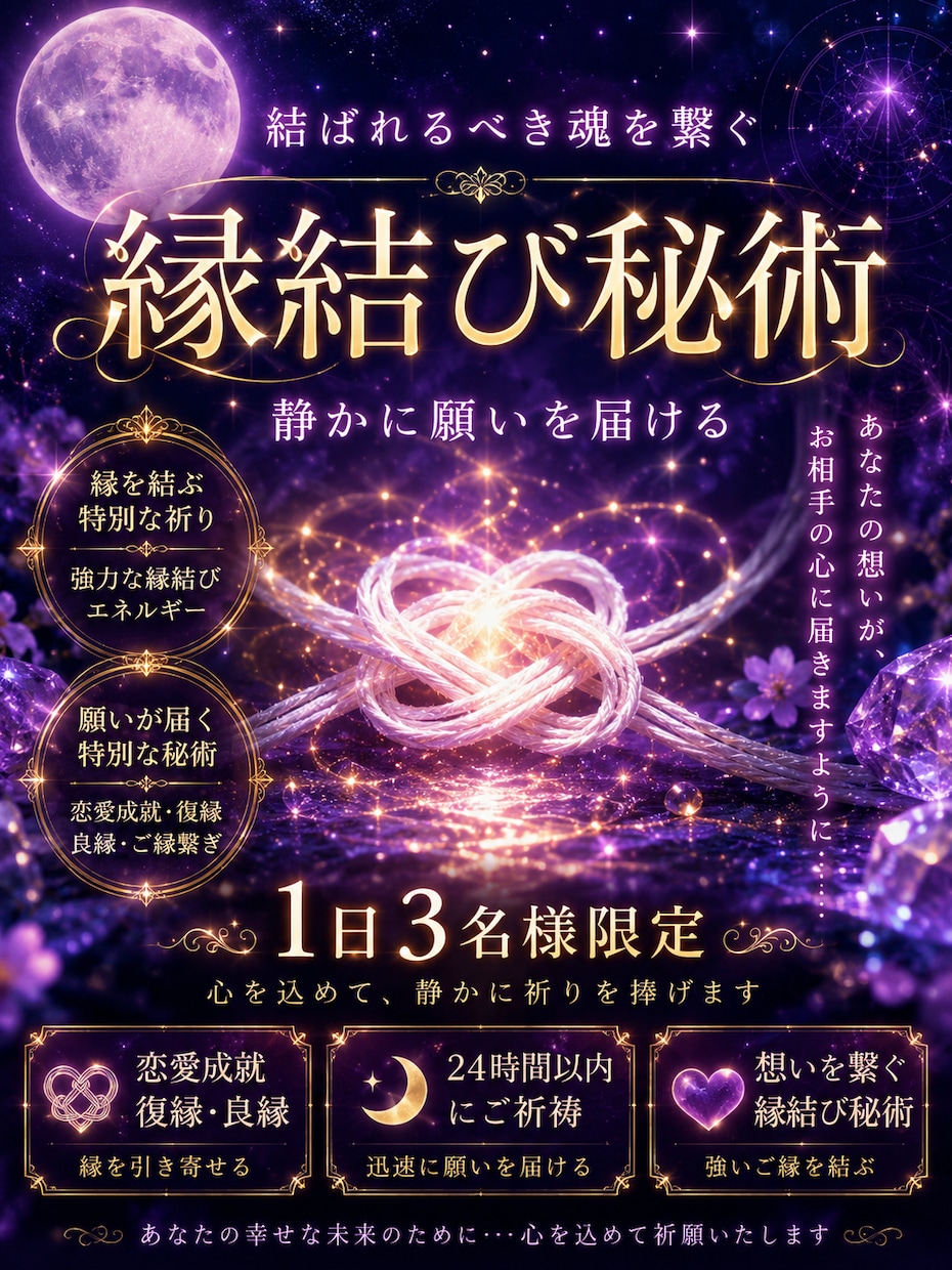結ばれるべき魂を繋ぎます 静かに願いを届ける縁結び秘術（1日３名限定） イメージ1