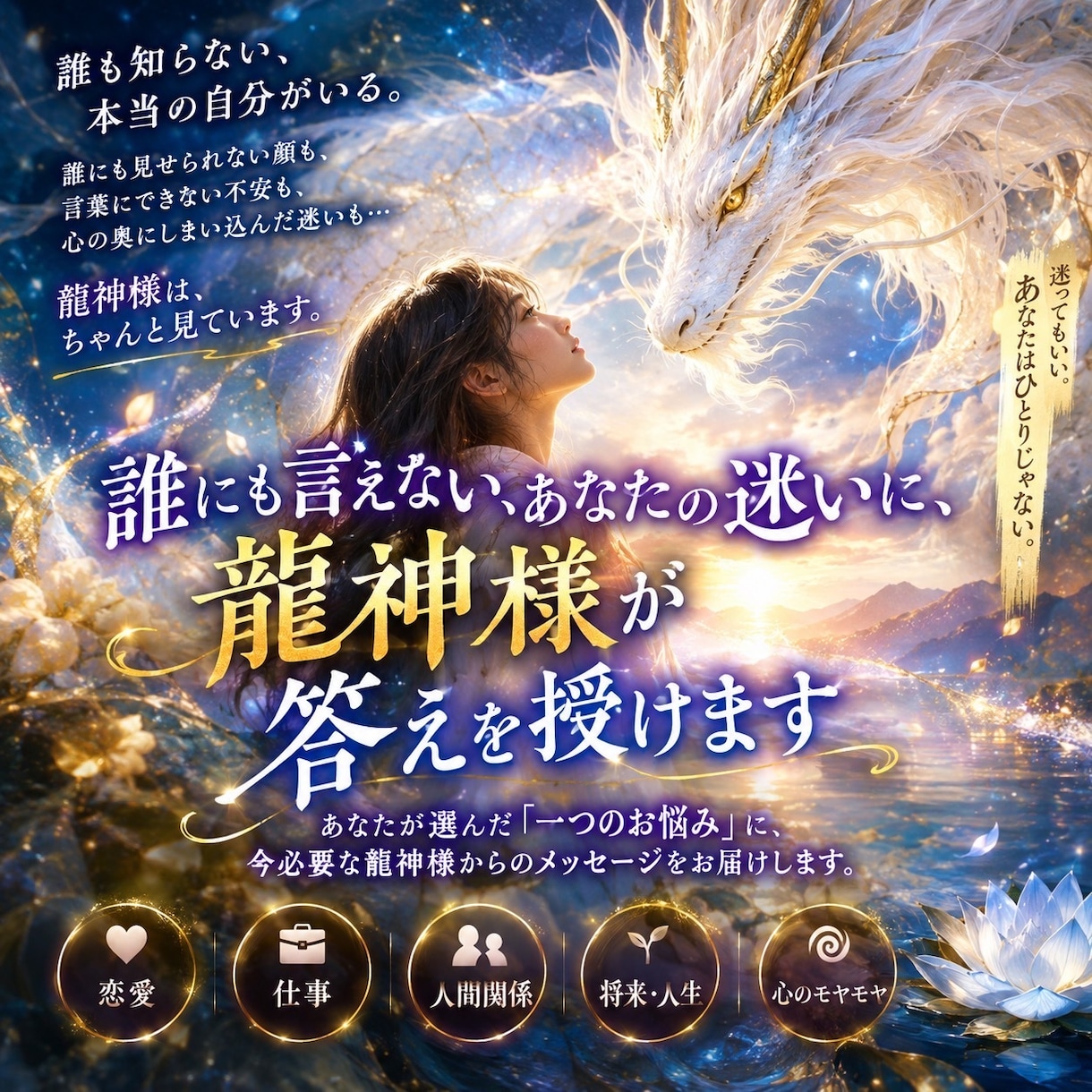 誰にも言えないあなたの迷いに、龍神様が答えます 誰も知らない、本当の自分がいる、そんなあなた イメージ1