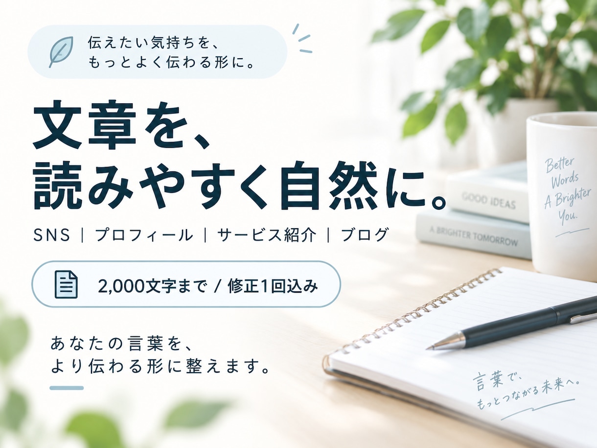 文章を自然で伝わる形に整えます 意味や雰囲気を残して、読みやすく整えます イメージ1