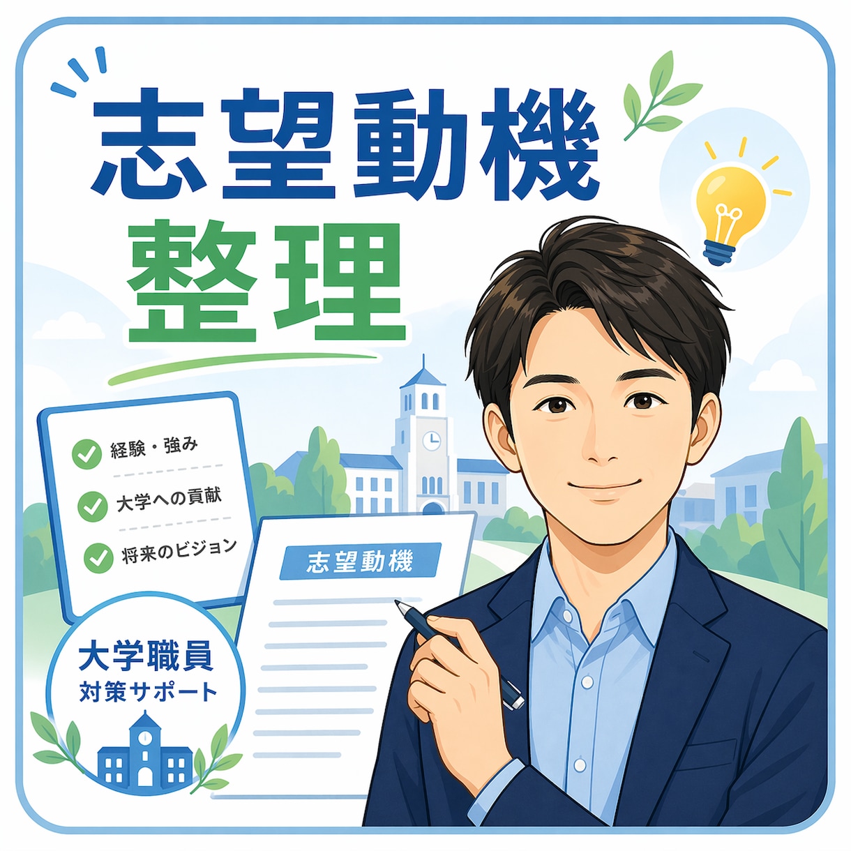 大学職員志望者向けに志望動機の整理メモを作成します 大学職員応募に向けた志望動機の軸を整理します イメージ1