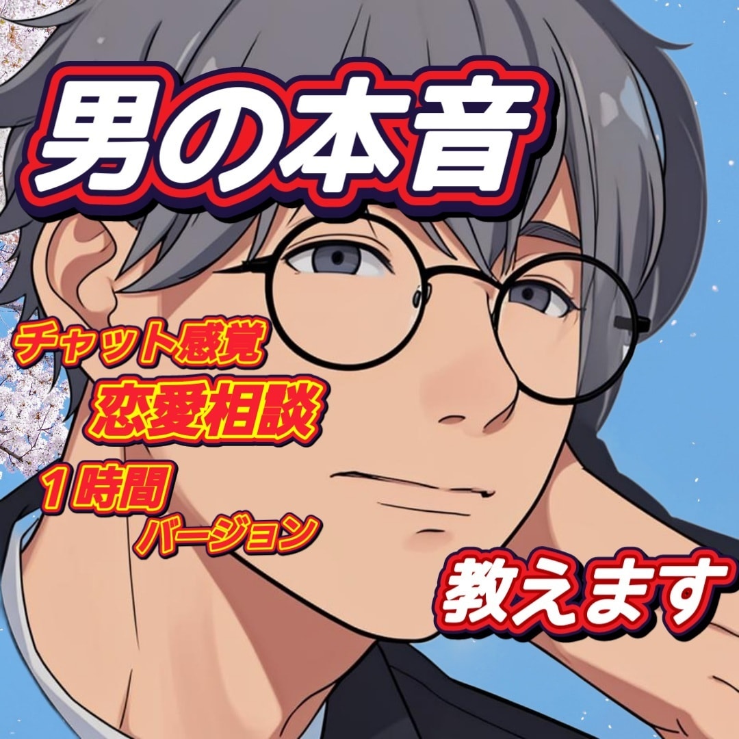 経験豊富な恋愛マスターが男心を詳しく解説します チャット感覚での相談【１時間】バージョンです。 イメージ2