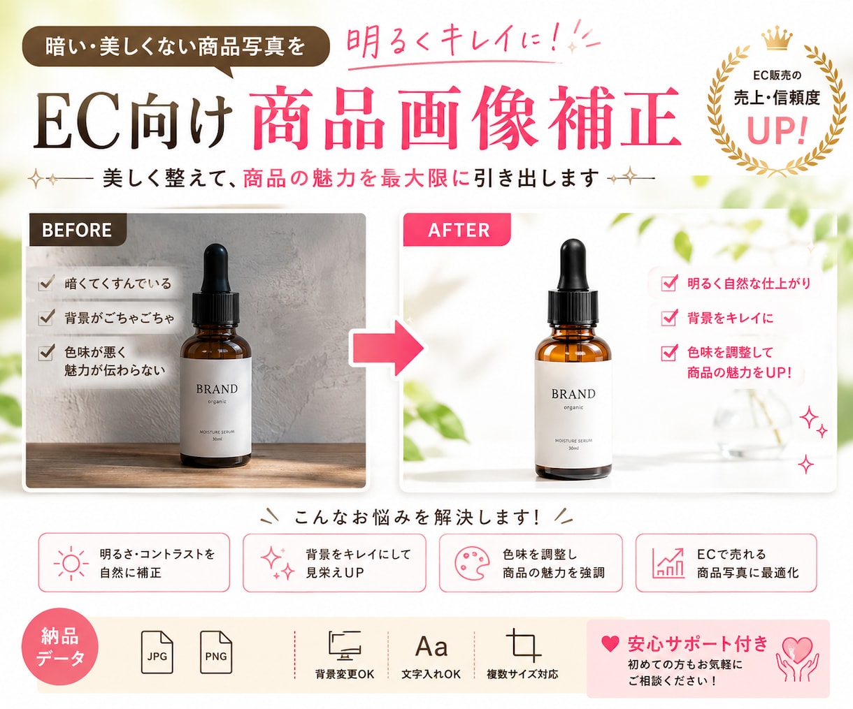 EC向けメイン商品写真制作、画像加工します 「売れる印象」のメイン写真作成します。 イメージ1