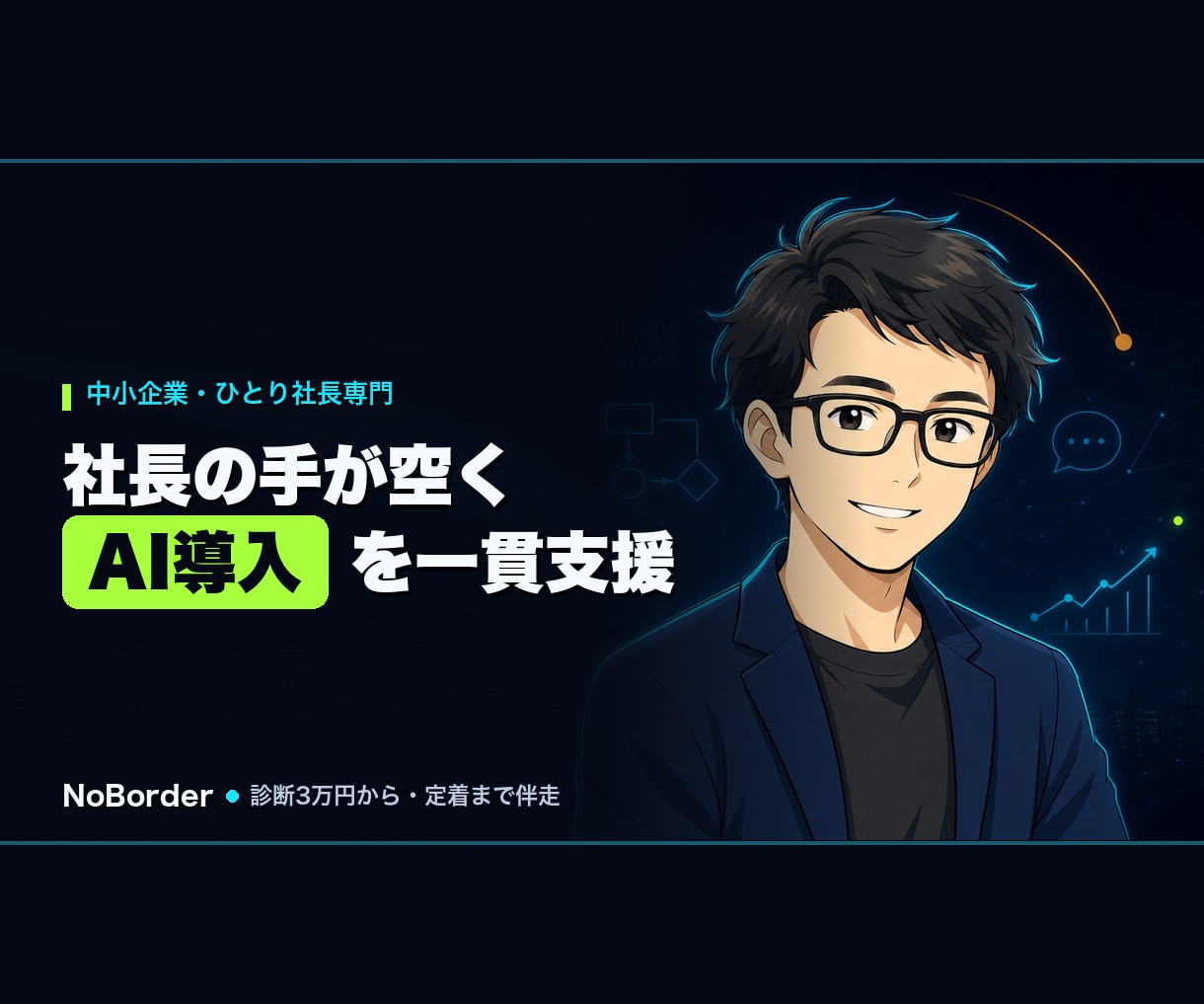 中小企業・ひとり社長のAI導入を診断から支援します AI業務診断3万円から。社内に定着するまで伴走します イメージ1