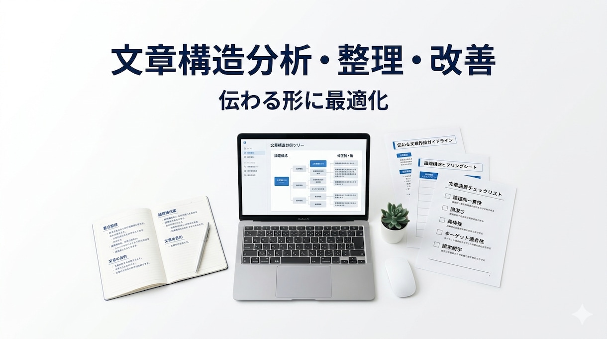 業務構造を整理し、伝わりやすく資料化します 情報整理から運用できる形へ設計 イメージ1