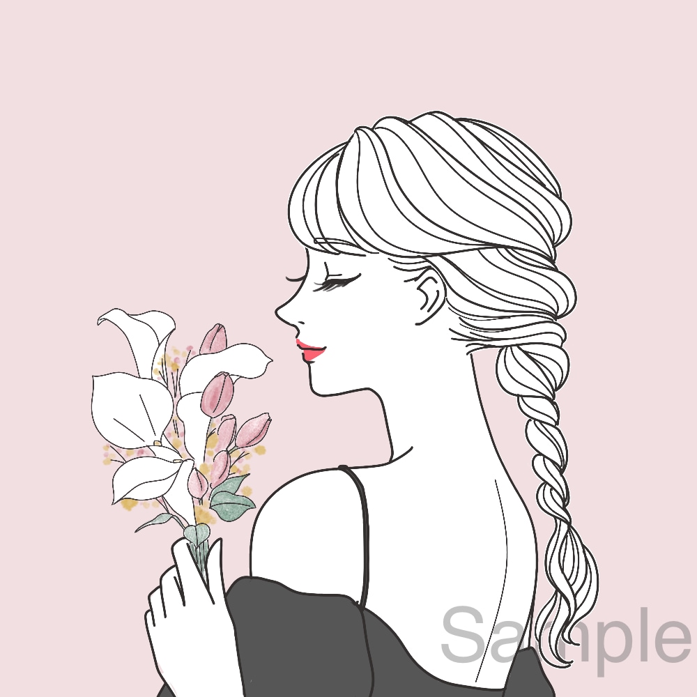 おしゃれな線画アイコンイラスト描きます 顔出しNGな方に♪後ろor横顔の線画イラストです。 イメージ10