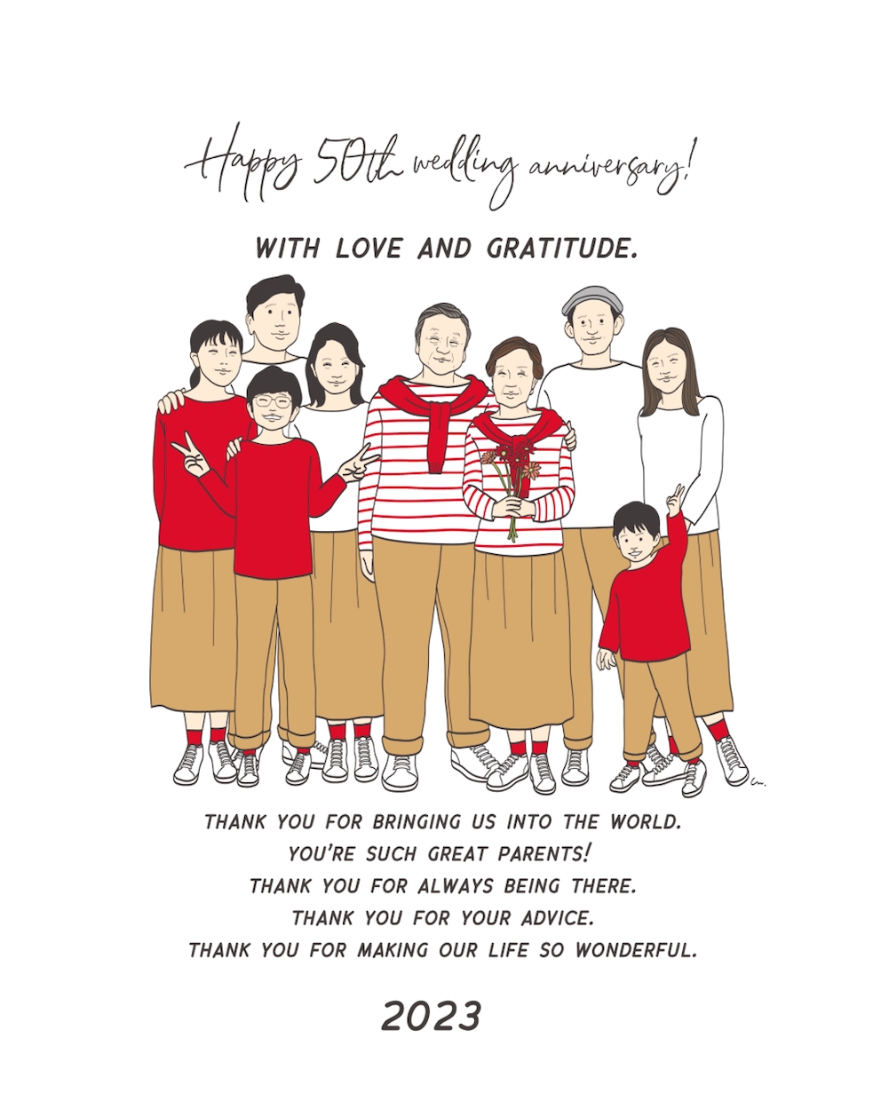 誕生日・還暦祝いに。似顔絵イラスト制作します 古希、傘寿祝い等へのメッセージへの変更も承っております イメージ7