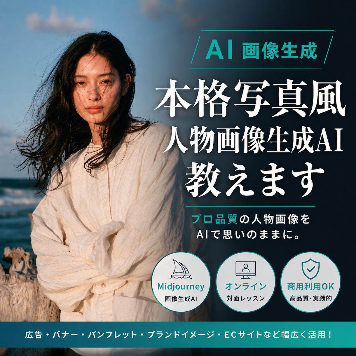 写真風の人物画像生成AIの作成方法レクチャーします ◆ 2026年最新 ◆ WEB、チラシ、EC、スタジオ撮影風 イメージ1