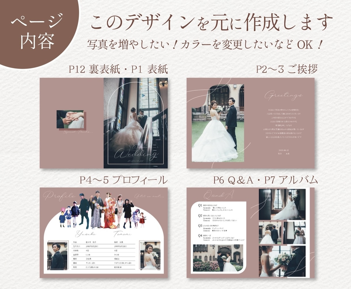 セミオーダーのプロフィールブックお作りします ！結婚式でゲストに褒められるおしゃれなプロフィールブック！ イメージ2