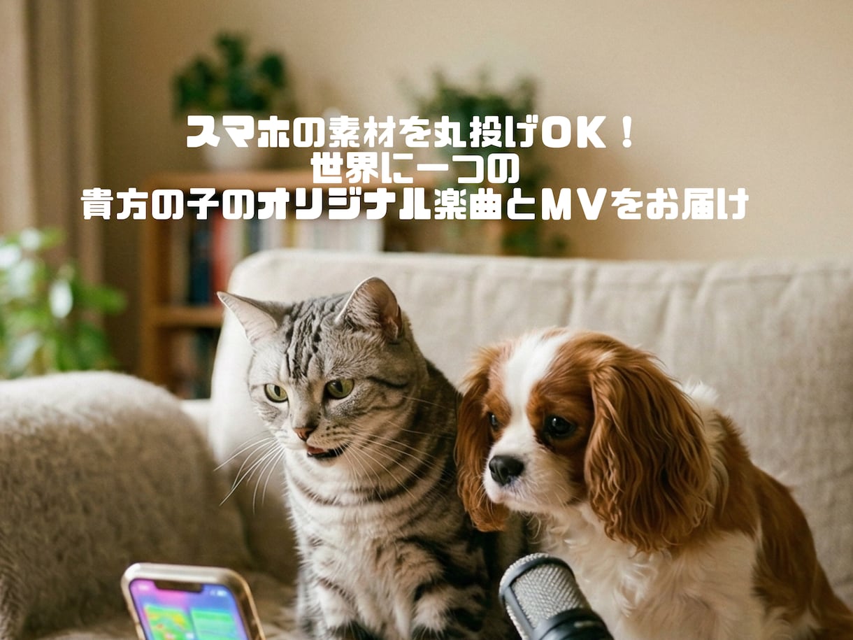 ペット専用!オリジナル曲と最強に可愛いPV作ります スマホの素材を丸投げOK!世界に一つの貴方の子のMVをお届け イメージ1