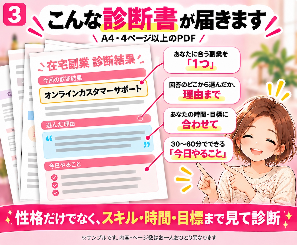 副業初心者のあなたに合う在宅副業を1つ診断します 副業迷子を卒業｜隙間時間でできる最初の一歩まで具体化 イメージ3