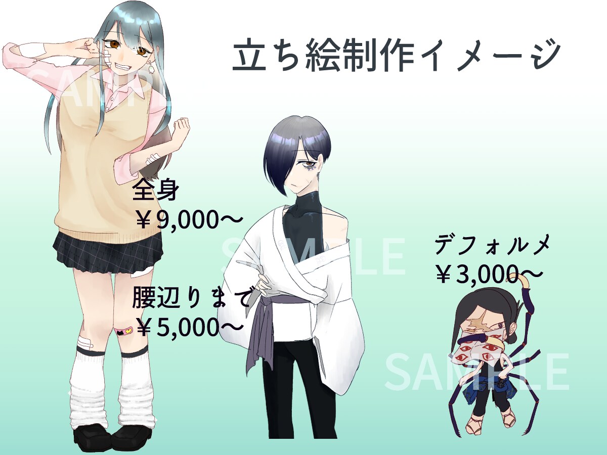 キャライラスト・立ち絵を制作いたします キャラの絵がほしい方。デザイン１から可能です。 イメージ1
