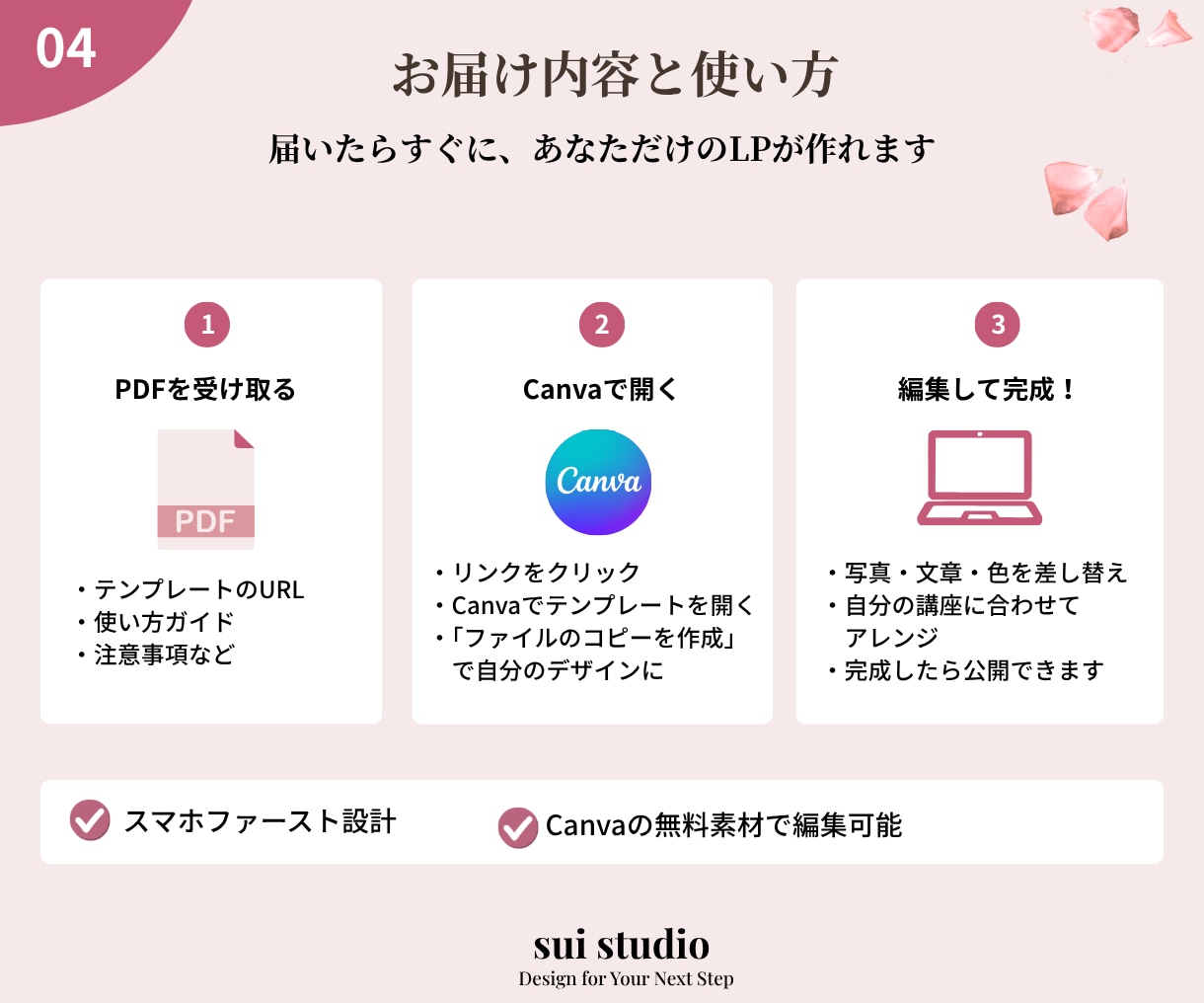 Canvaで使えるLPテンプレートを販売します ネイルサロン向け｜スマホファーストLP イメージ4
