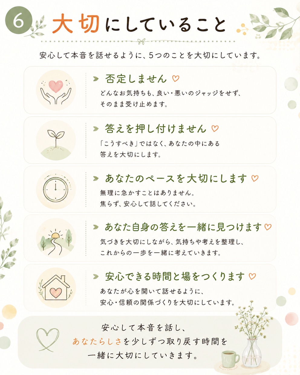 職場では話せない本音を3日間チャットでお聴きします 福祉職のあなたへ。心の整理をお届けします。 イメージ6