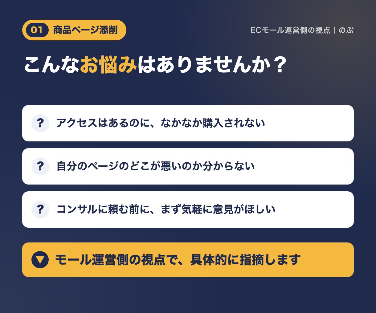 モール運営側の視点で楽天等の商品ページを添削します モールの中の人の目線で、売れない理由を具体的に指摘 イメージ2