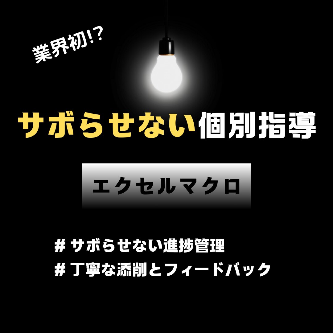 ExcelマクロVBAの「脱初心者レッスン」します あなたに合わせた「挫折させない進捗管理・丁寧な添削個別指導」 イメージ1