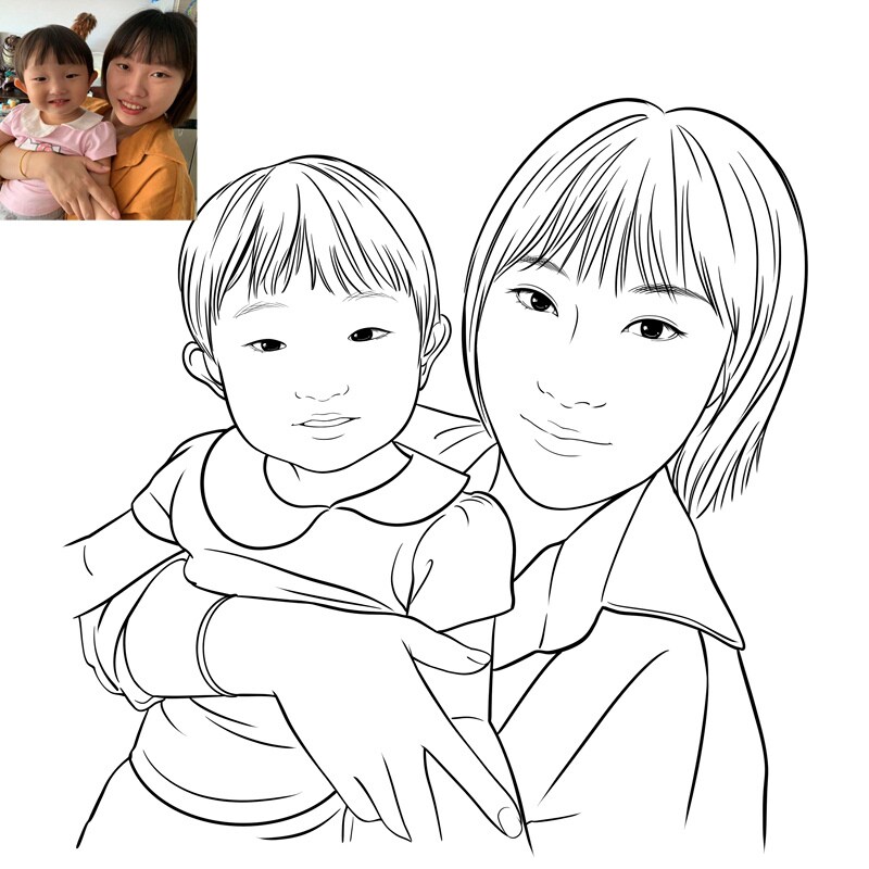 一色の線画似顔絵描ます お写真を元に似顔絵イラストをお描きします！ イメージ8