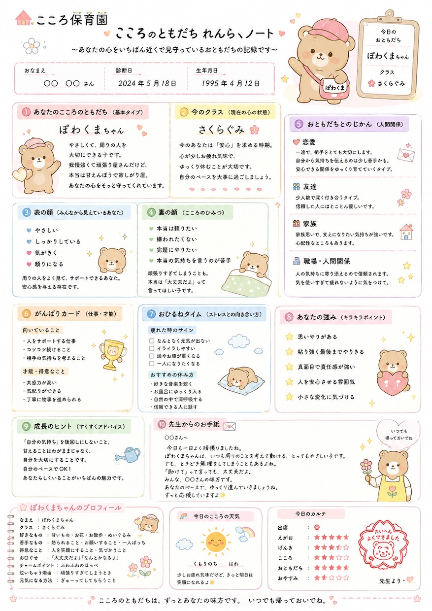あなただけの「こころのともだち鑑定書」を作成します あなたの心の中には、どんなお友達がいますか？☆ イメージ2
