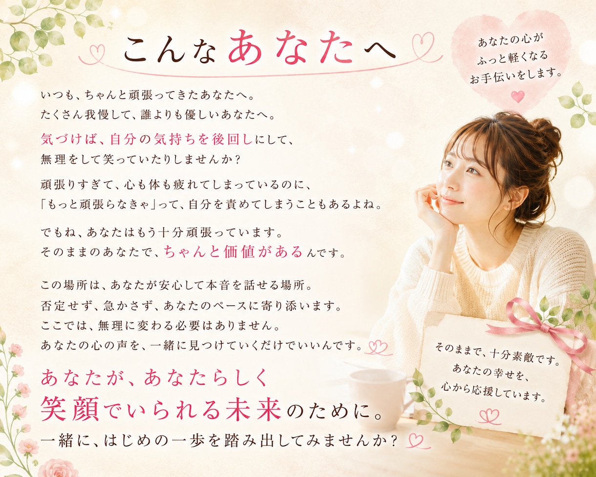 もう自分責めは卒業♡本来の自分、心の本音みつけます 我慢ぐせ・自己否定・繰り返す悩みから抜け出したいあなたへ イメージ9