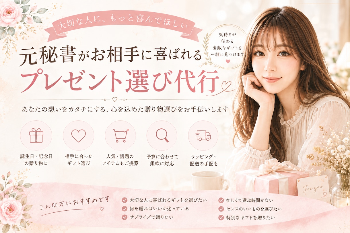 秘書が喜ばれるプレゼント選びをお手伝いします 大切な人に喜ばれる贈り物をご提案 イメージ1