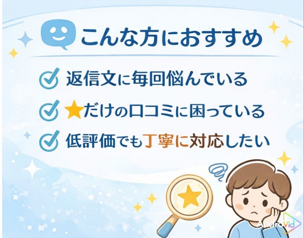 口コミ返信を丁寧に対応します ★のみ。低評価にも、丁寧対応！ イメージ2