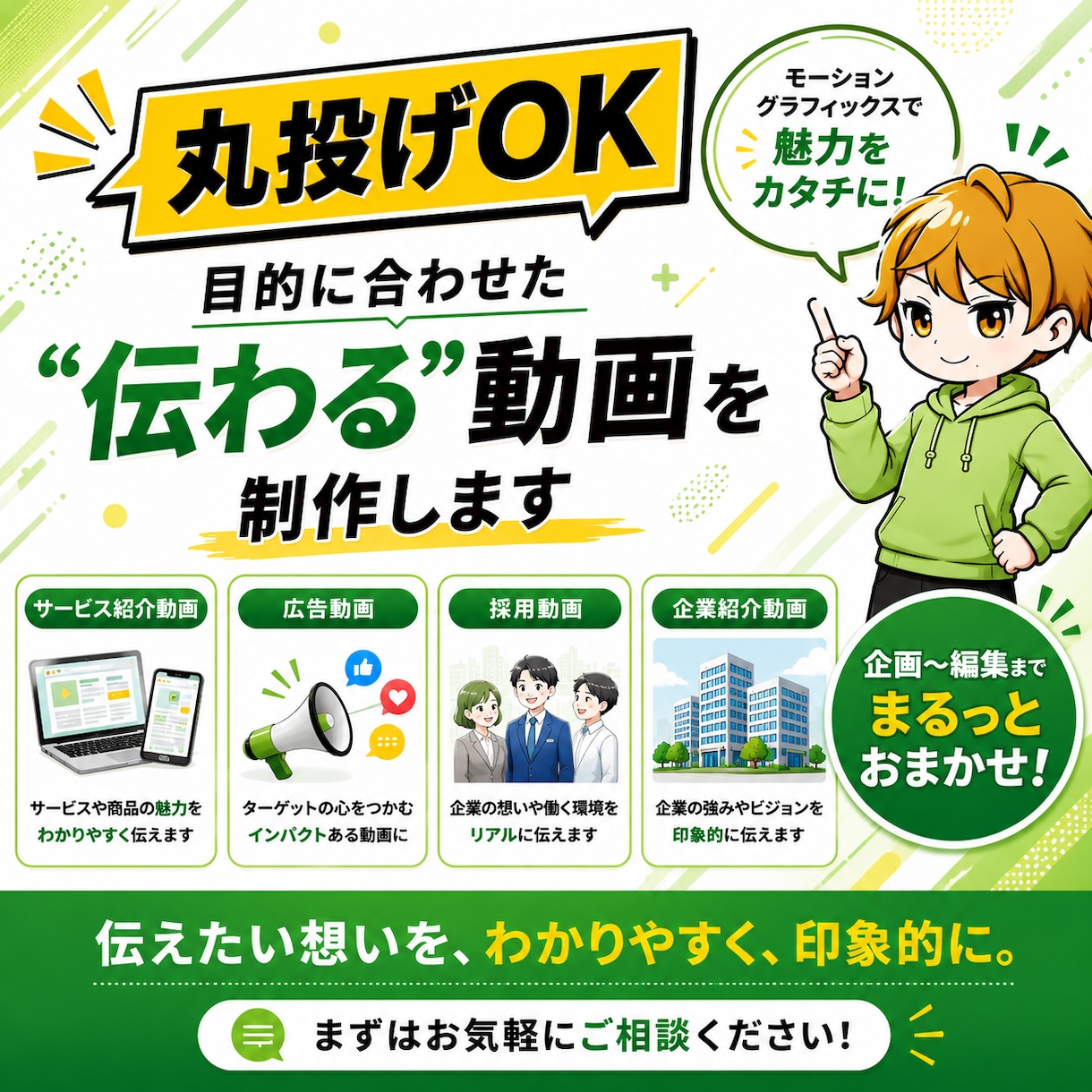 目的に合わせた伝わるPRアニメーションを制作します サービス紹介動画・広告動画、採用動画、ロゴアニメーションなど イメージ1