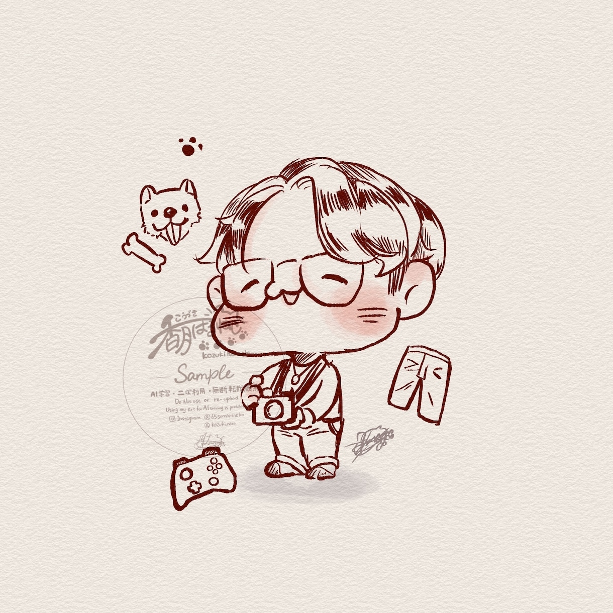 シンプル可愛い！ペン画風にゆるーく描きます 簡単な線のみでゆるくて可愛くお描きします イメージ1