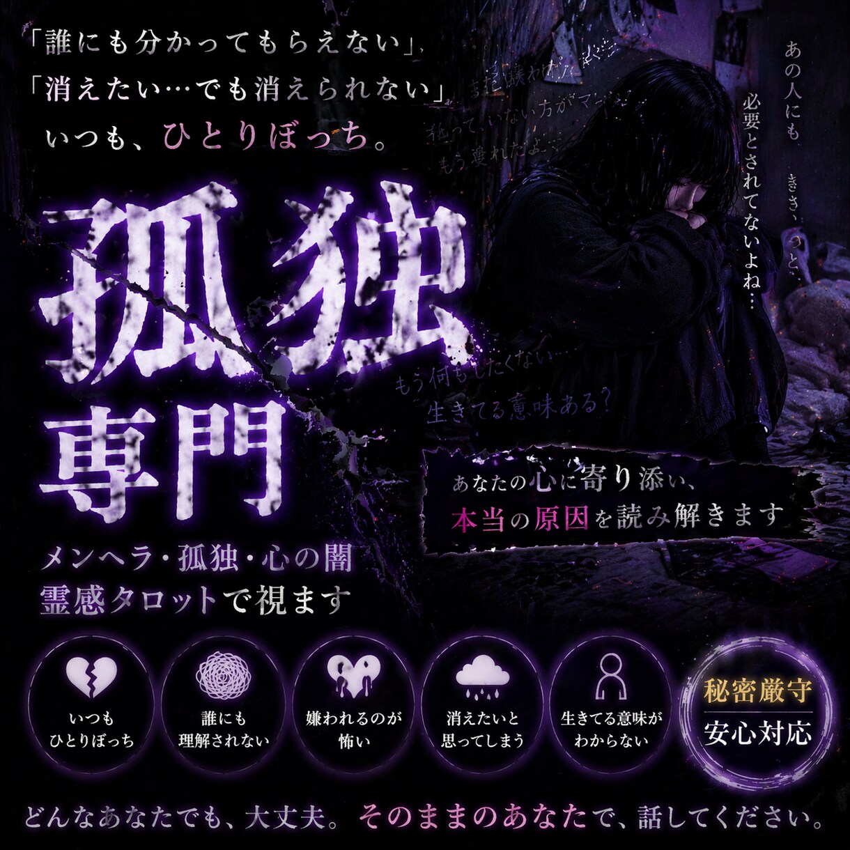 孤独がつらい人へ大丈夫です辛い気持ち和らげます 「孤独がつらい人へ｜話すだけでも大丈夫です」 イメージ1