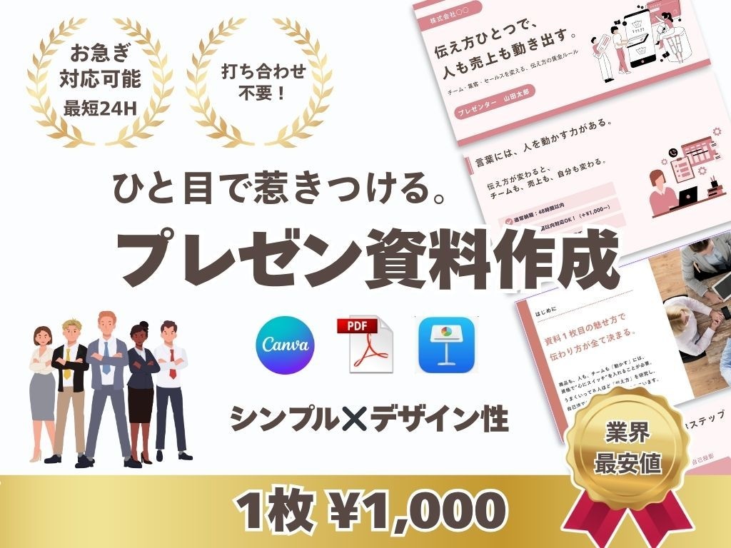 期間限定500円OFF▶︎伝わるプレゼン作成します セミナー・ビジネス ｜ひと目で惹きつけるデザイン作成します イメージ1