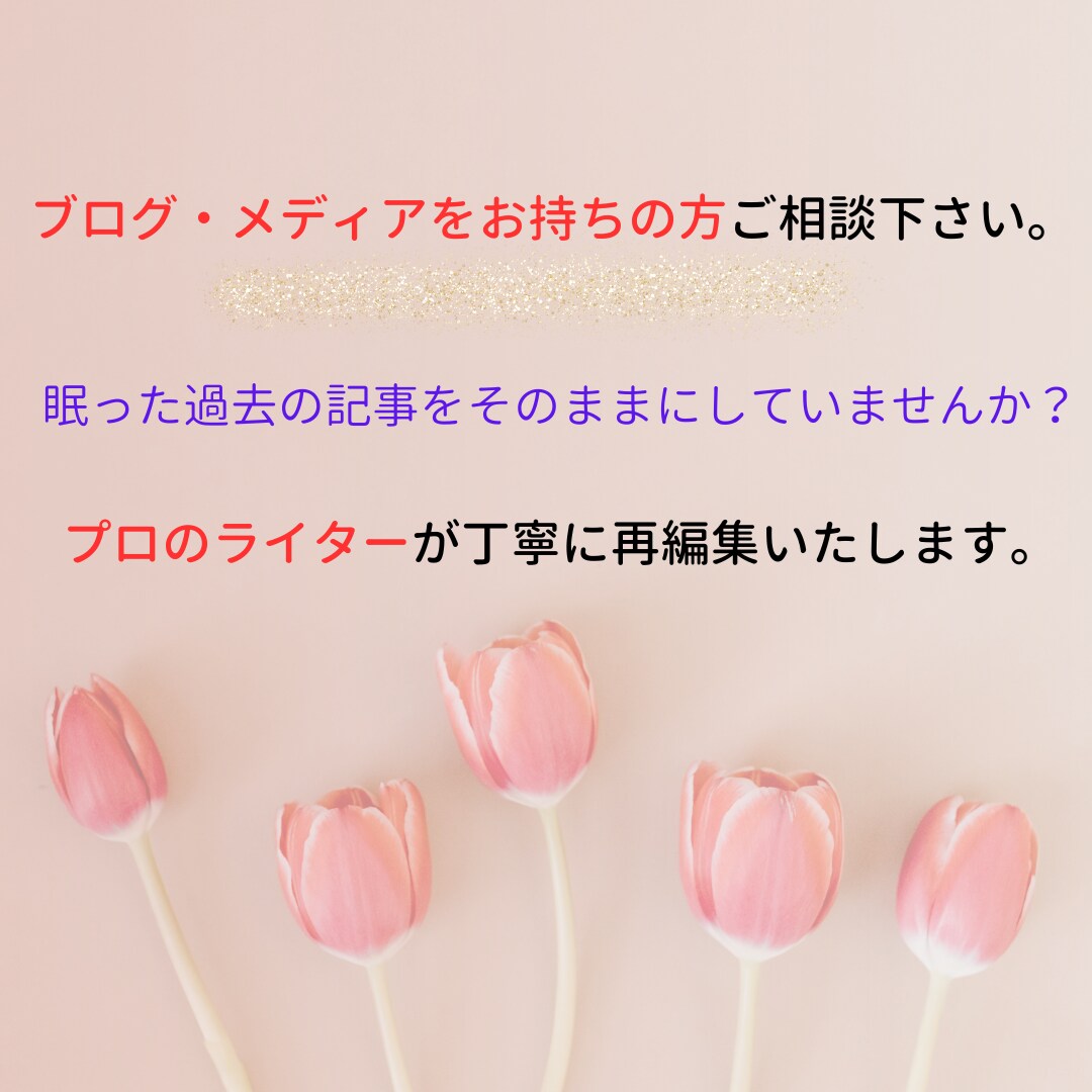 過去に書いた記事を再編集いたします 記事を書いたまま寝かせたままにしていませんか？ イメージ1
