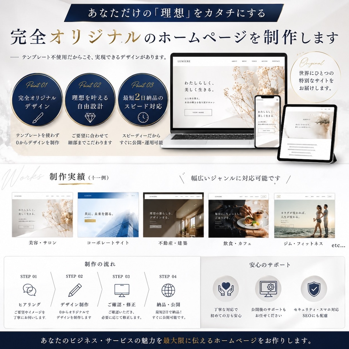 スピード納品【オリジナル】のHP作成致します 初心者も安心◎ 0からオリジナルのホームページを イメージ2