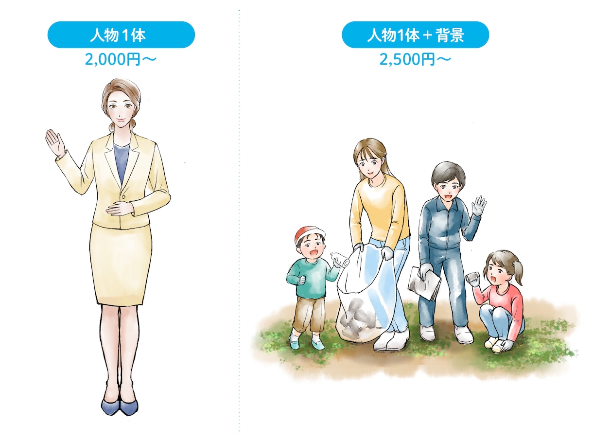 水彩画風の人物カットイラストを制作いたします WEBや印刷物に使用する挿絵や似顔絵など イメージ2