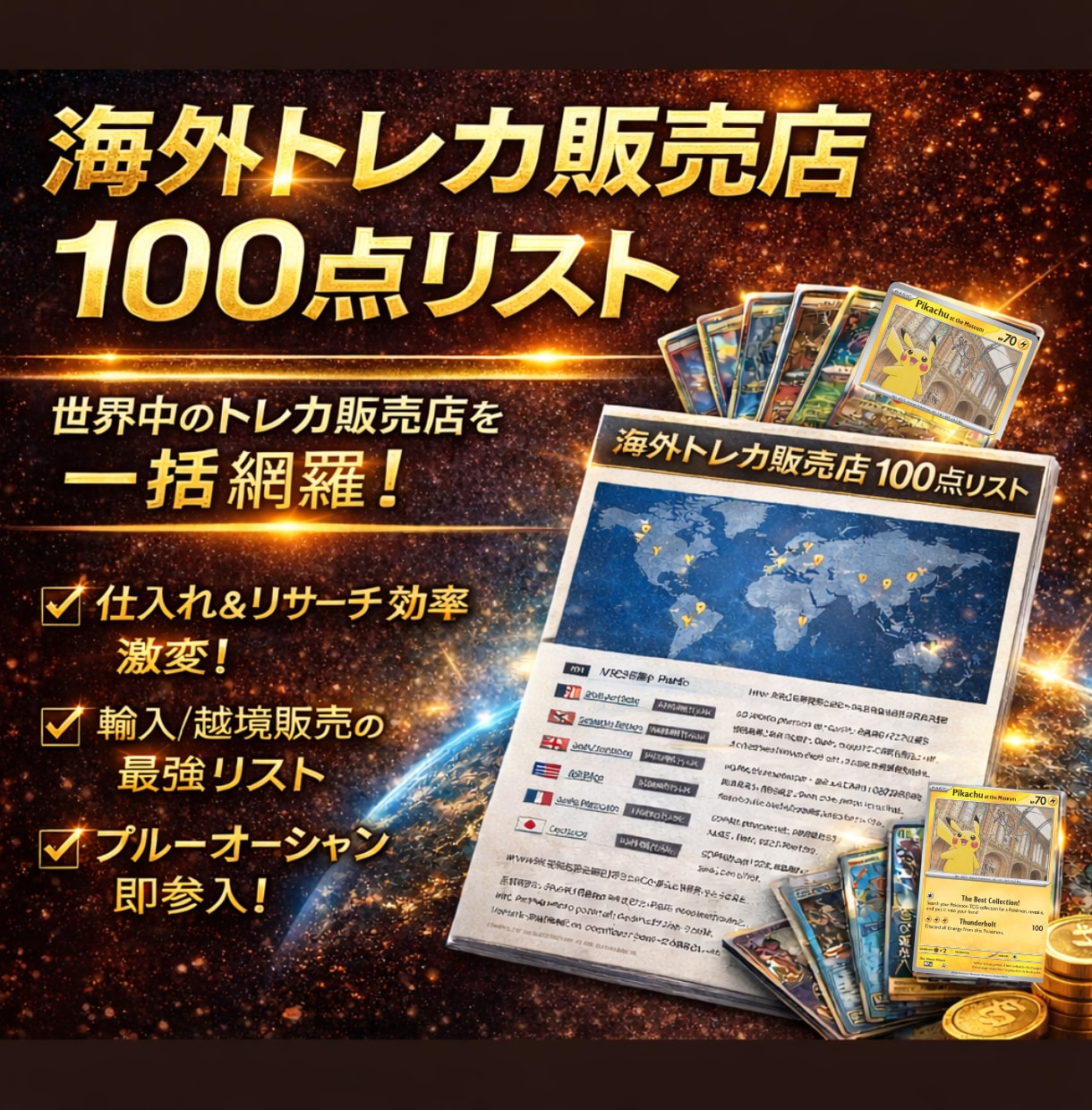 海外トレカの仕入れ先/販売店100点を教えます 世界中のトレカ販売店を網羅！USAやEUなど輸入サポート付。 イメージ1