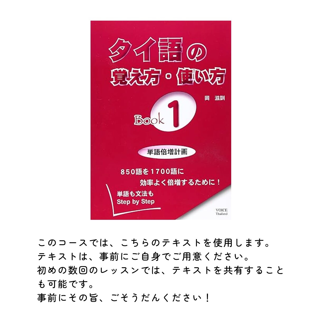 60分×4回｜継続でタイ語力アップ！丁寧に教えます 【お得！】2ヶ月目以降¥600お得なパック！1回¥２,８５０ イメージ3