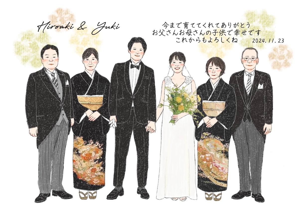 受注制作／６名似顔絵描きます 結婚式の両親贈呈品に選ばれています！！ イメージ6