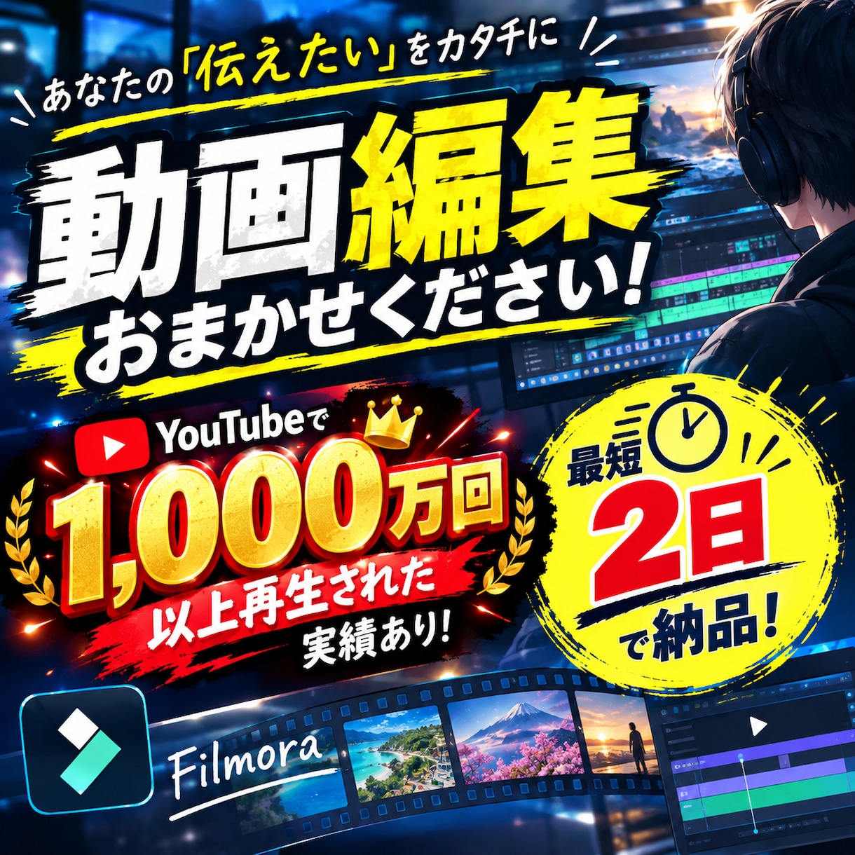 YouTube・SNS動画を丁寧に編集します YouTube1,000万回再生の制作実績あり！ イメージ1