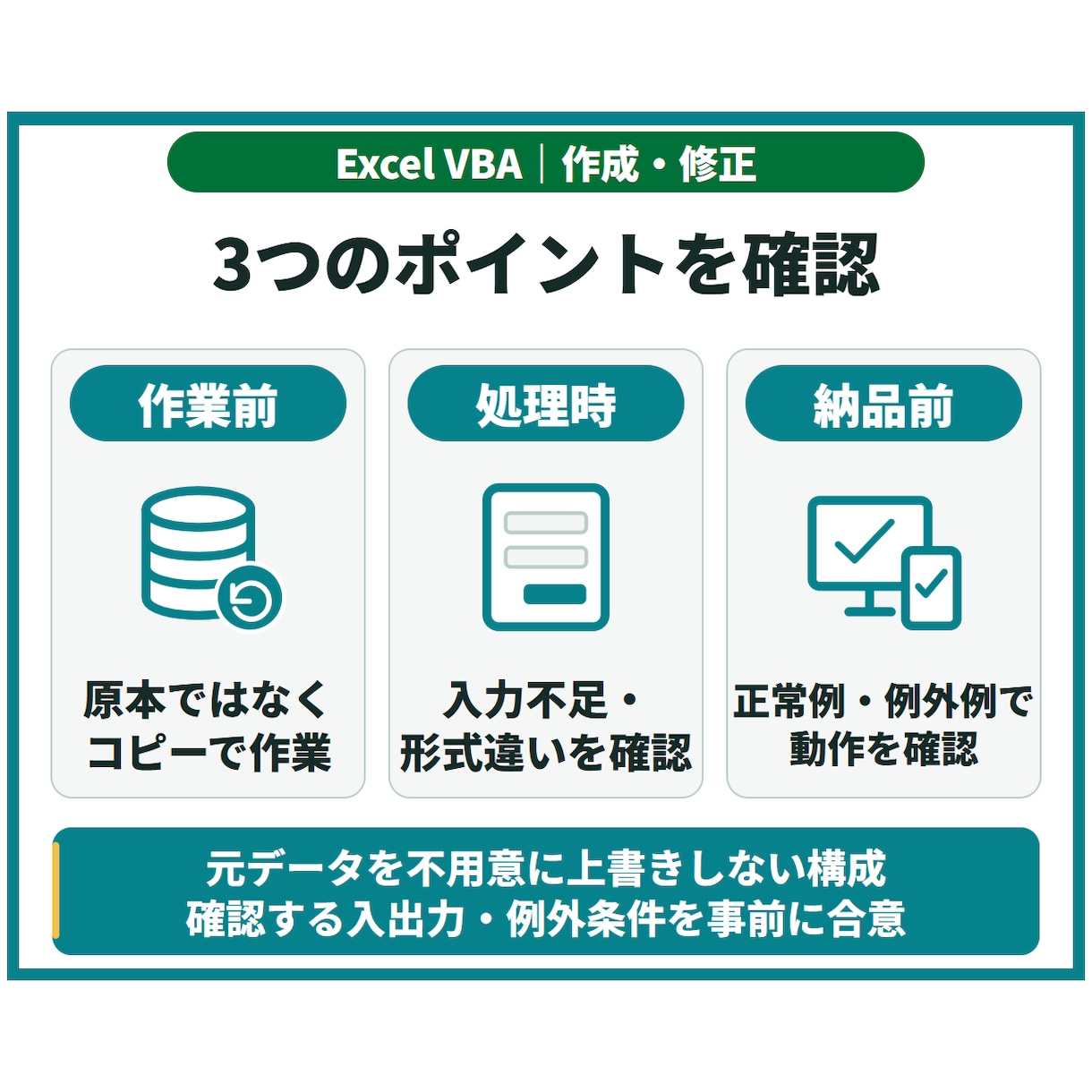 Excelマクロ・VBAを作成・修正します 転記・集計・CSV処理を、引き継げる業務ツールに イメージ6
