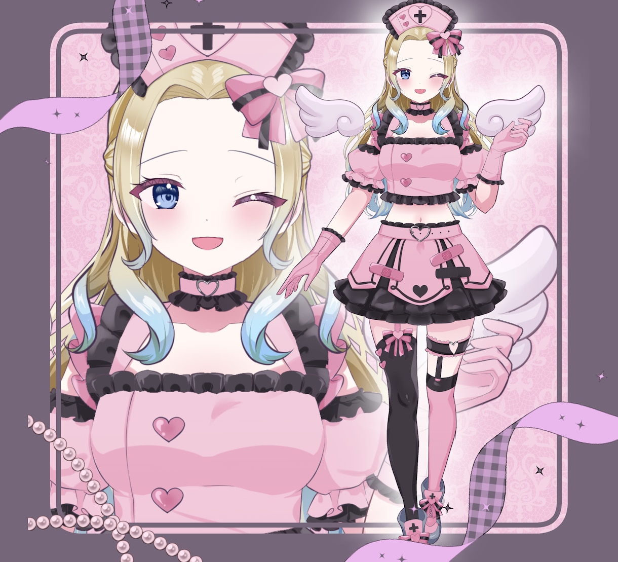最短翌日！IRIAM◎きゅるんナース立ち絵描きます 配信で使える全身立ち絵！新衣装やデビューイラストに♡ イメージ15