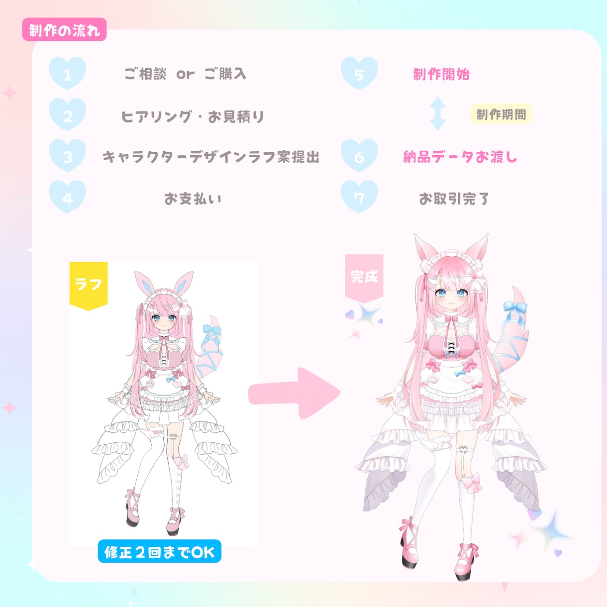 なりたい姿に✦2D用パーツ分けイラスト制作します 丁寧にヒアリングして進めます✦あなただけの特別な１点ものに♥ イメージ4