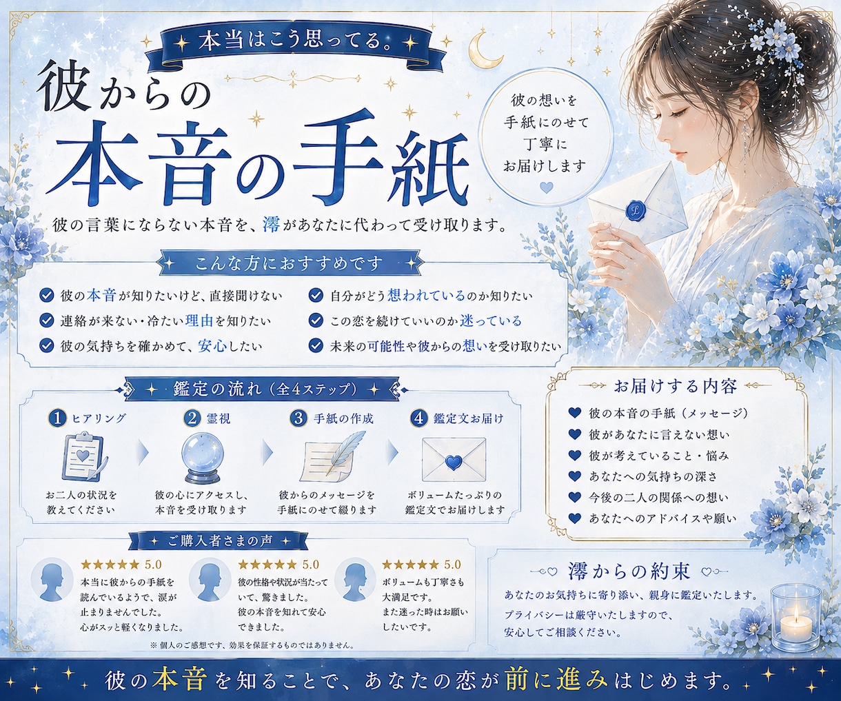 本当はこう思ってる。彼からの本音の手紙を届けます あなたにだけ伝える、彼の隠された想い イメージ2