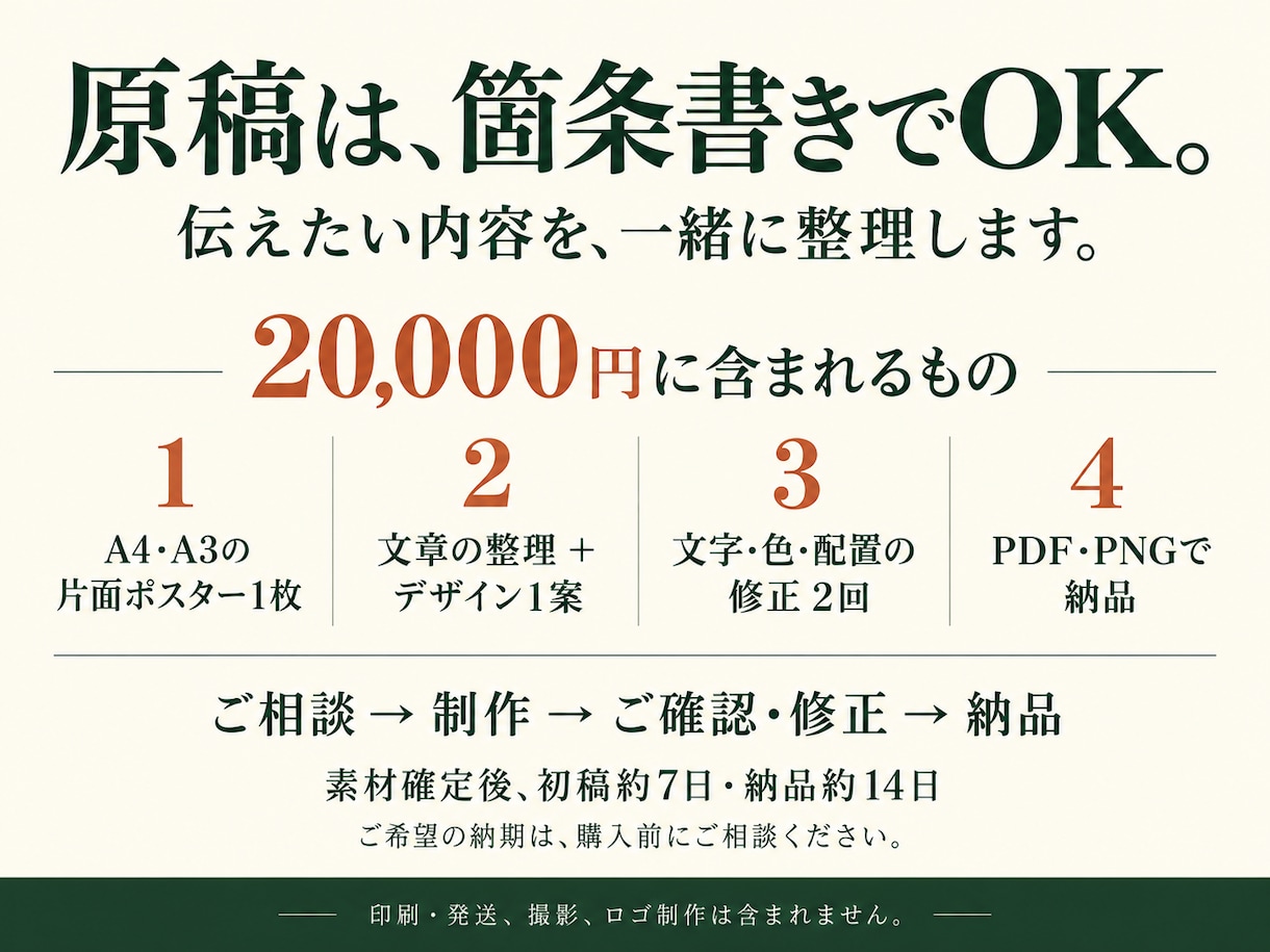 お店や医院の雰囲気に合うポスターを制作します 箇条書きの原稿から、読みやすい一枚に整えます イメージ2