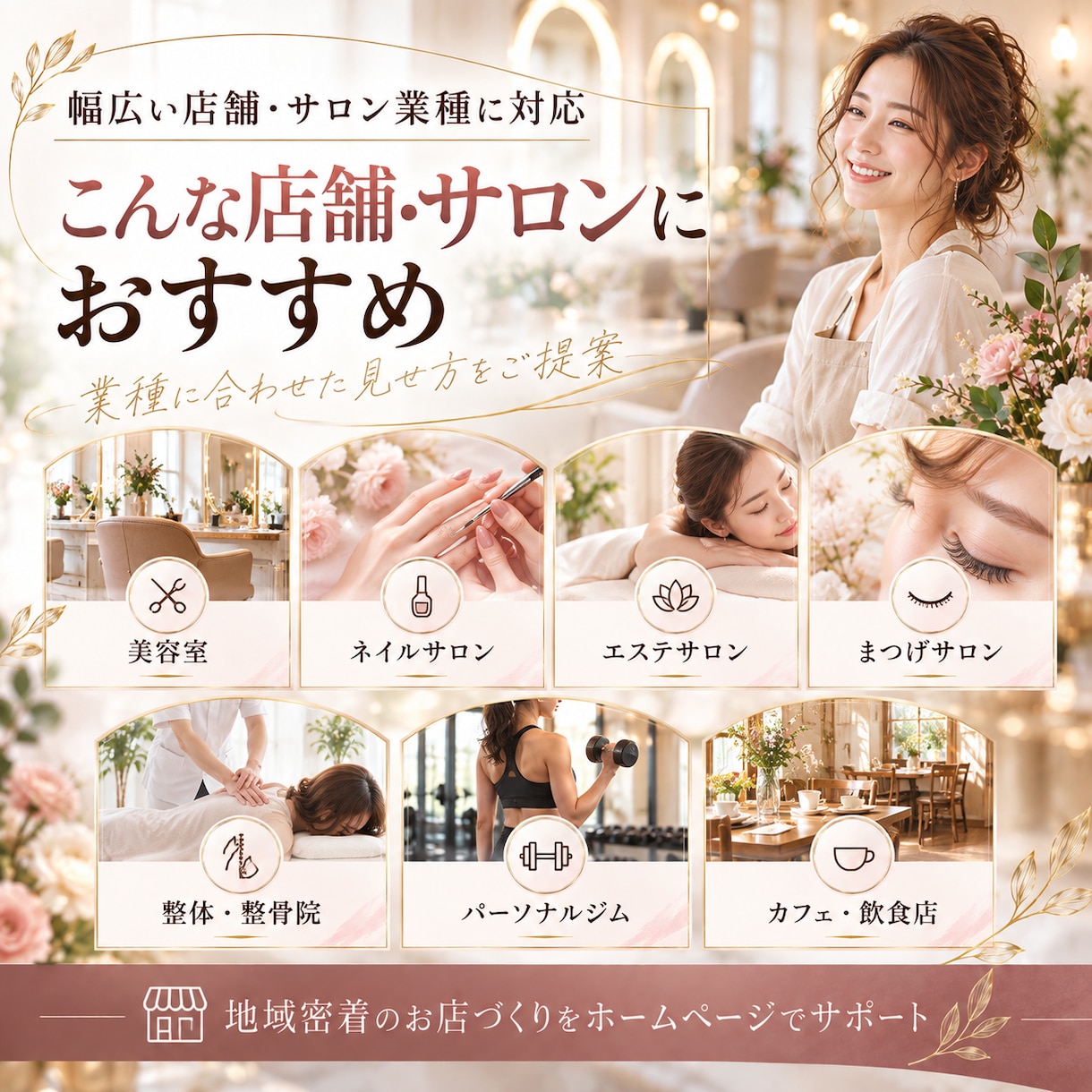 店舗・サロン向けホームページを制作しますます 予約・地図・SNS導線までまとめて丁寧に対応 イメージ1
