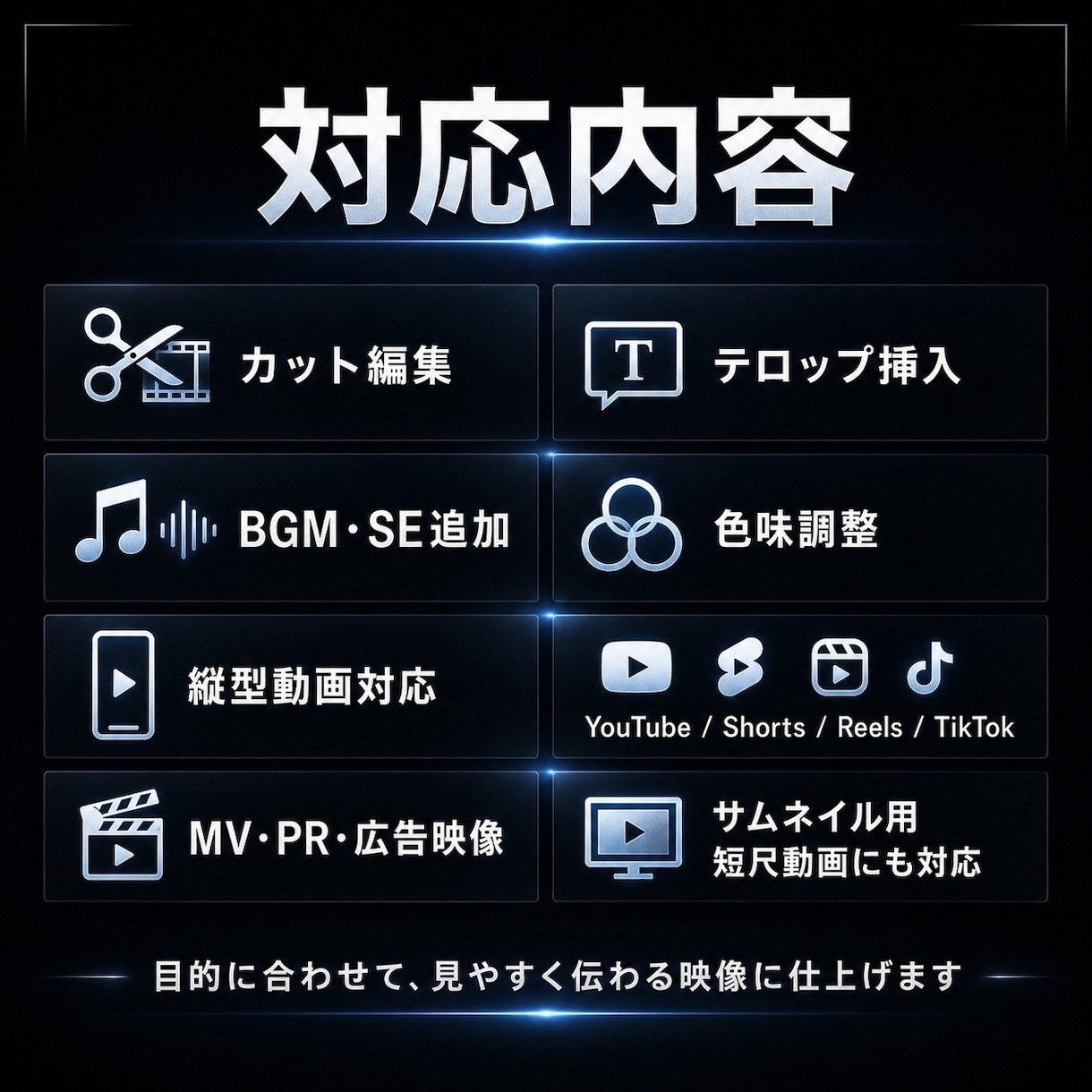 SNS動画・MV広告映像を編集します 映像歴10年。伝わる動画に仕上げます。 イメージ2