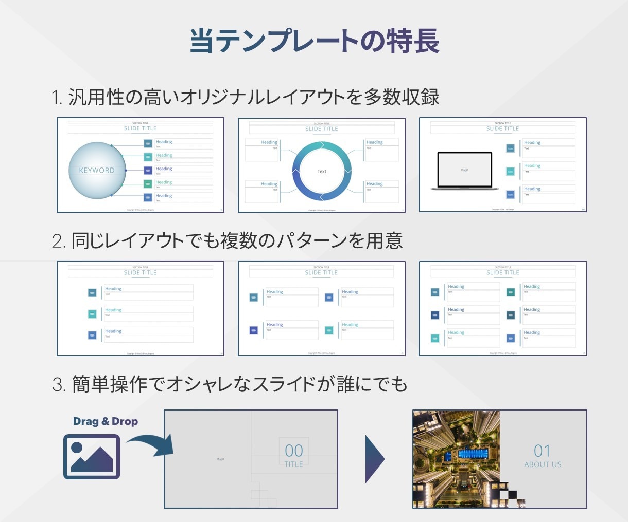ビジネス向けパワーポイントテンプレートを販売します シンプルで洗練されたデザインのパワポ資料が誰でも自作できます イメージ3