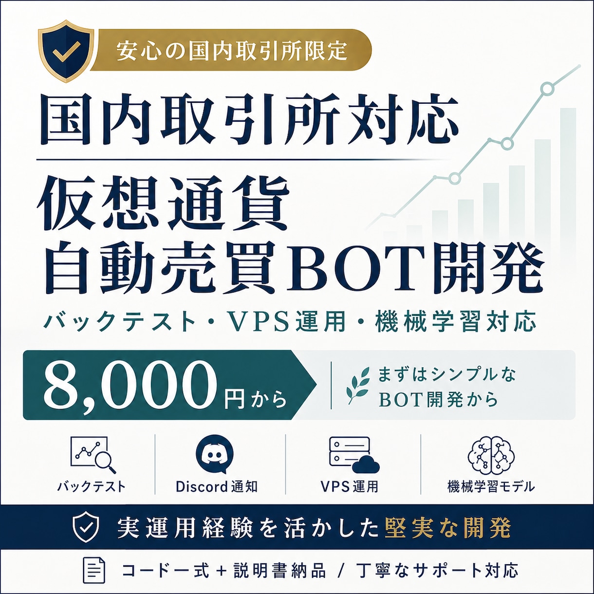 国内取引所対応の仮想通貨自動売買BOTを開発します バックテスト・VPS運用・機械学習モデルまで対応可能 イメージ1