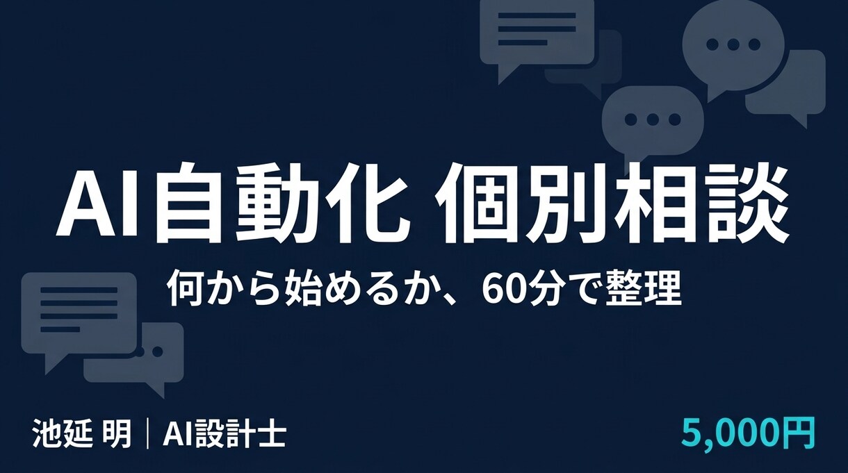 AI×n8n自動化の個別相談をします 「自動化したいけど何から？」を60分で明確にします イメージ1