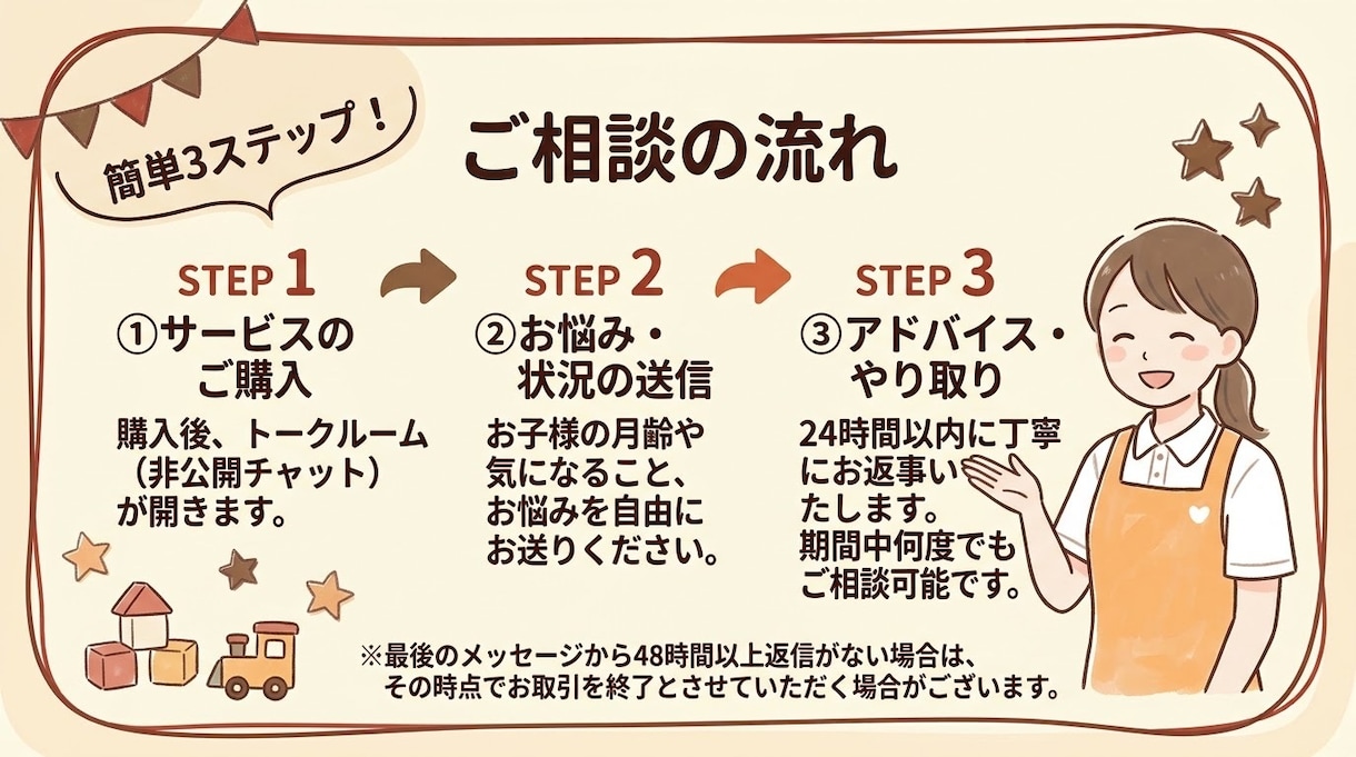 教科書通りにいかない！育児のリアルに寄り添います 保育歴10年・現役フリーランスシッター｜保育士・幼稚園免許有 イメージ4