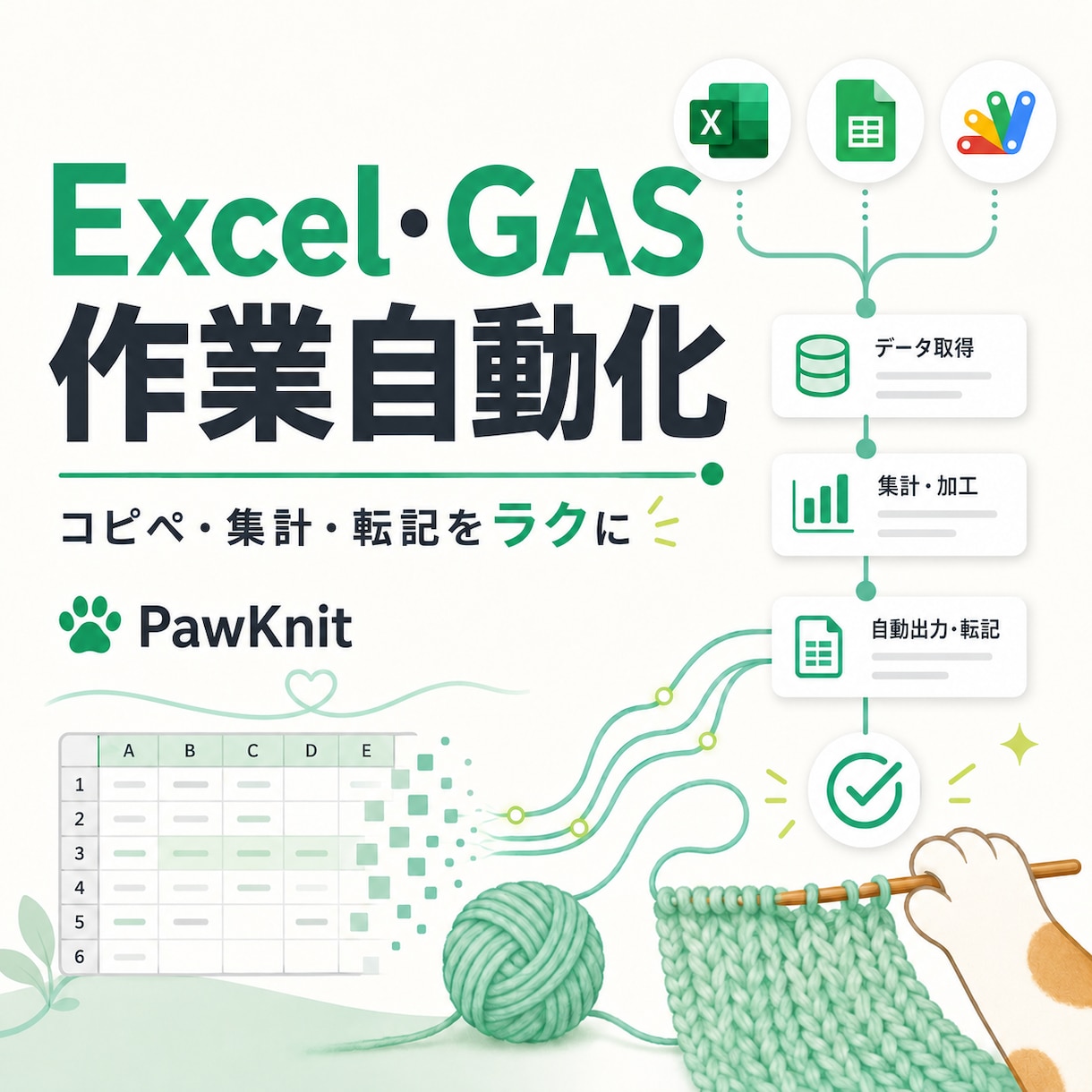 Excel・GASで作業自動化します コピペ・集計・転記をラクにします イメージ1