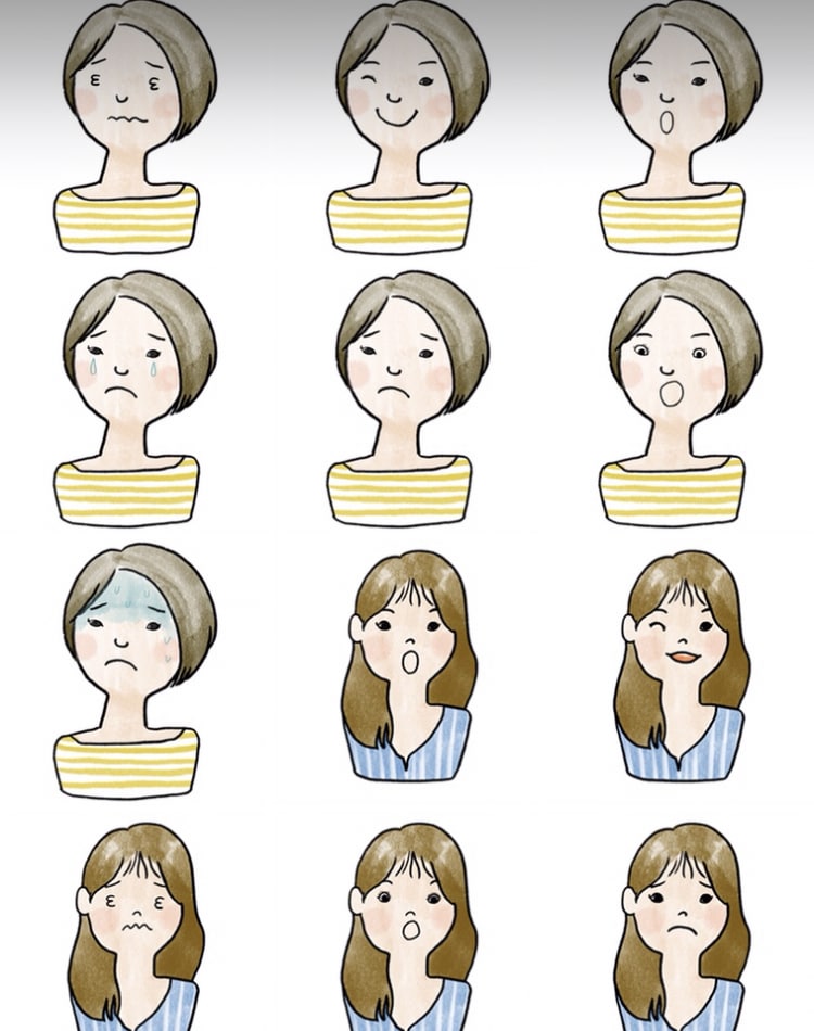 ブログ用アイコ作成します 手描きタッチのアイコン+表情別のカット イメージ2